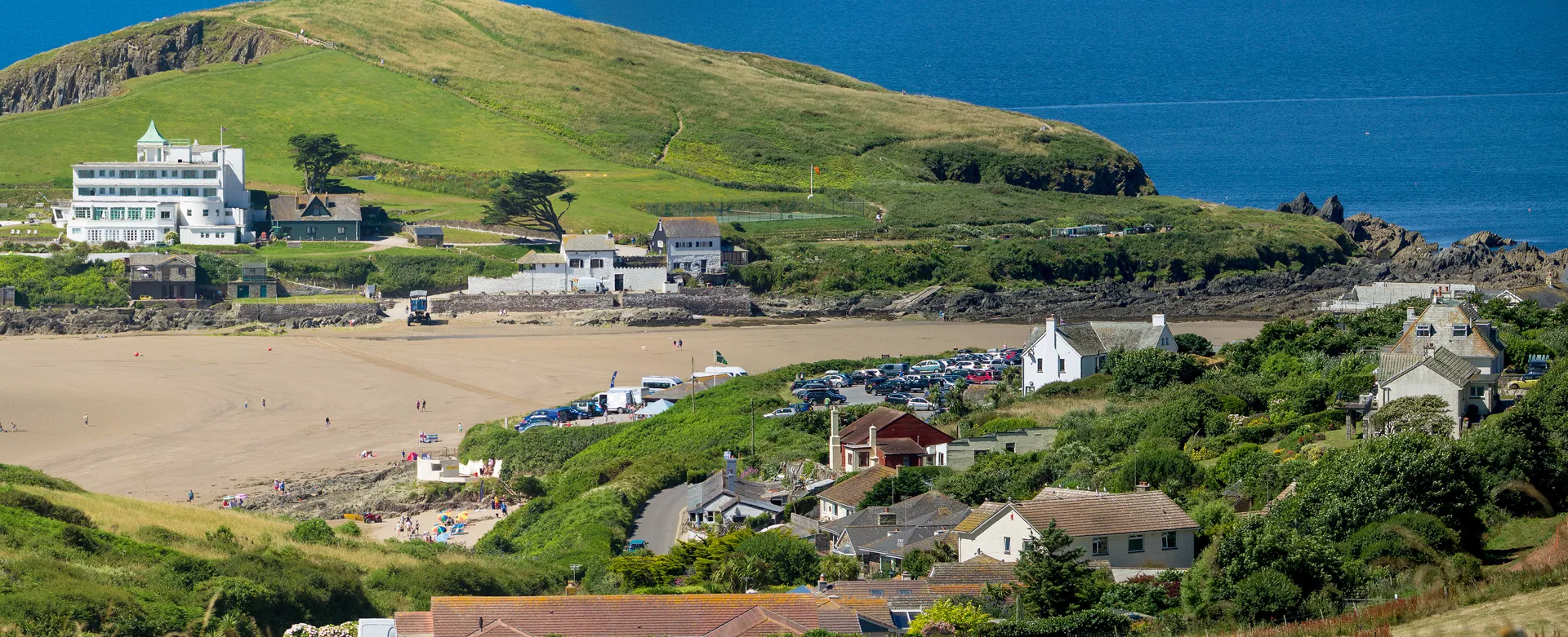 Bigbury-on-Sea beach with Burgh Island beyond